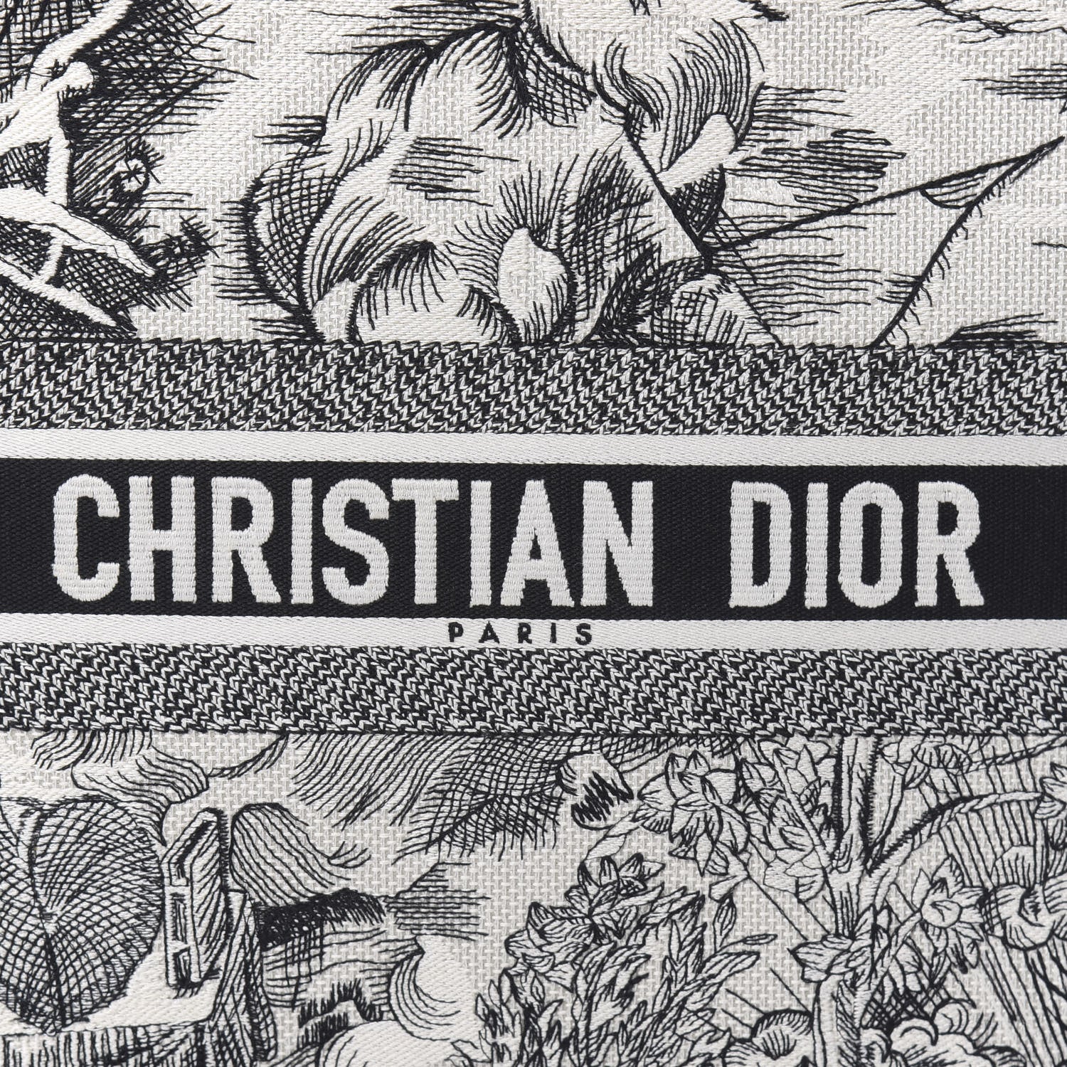 バッグ christianDior Christian Dior Canvas Embroidered Toile De Jouy Book Tote White