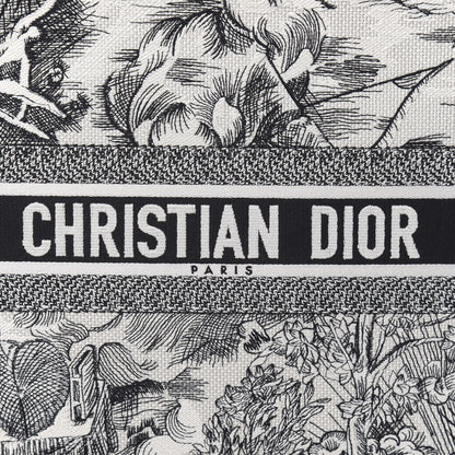 Christian Dior Canvas Embroidered Toile De Jouy Book Tote White Black 10 of 10