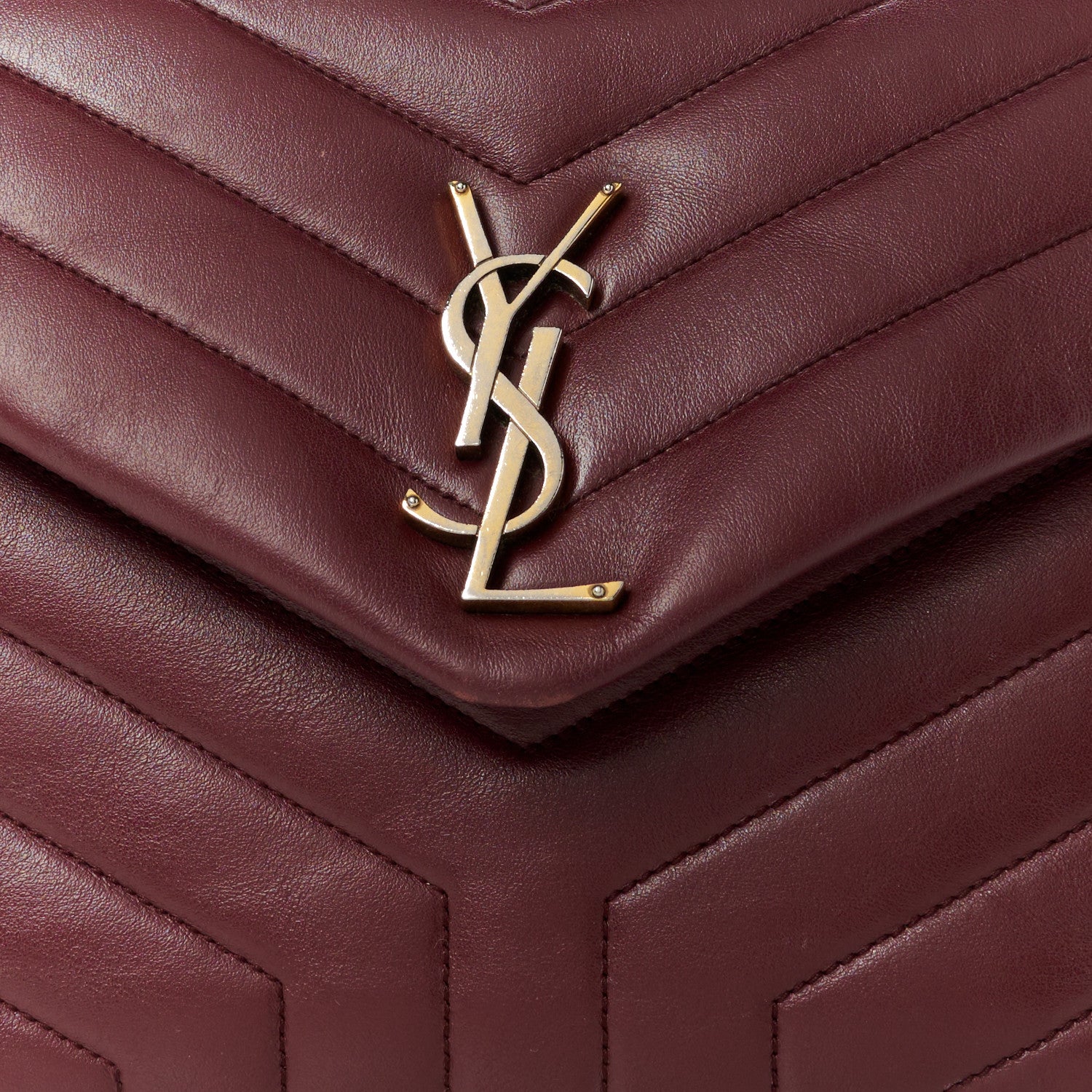 Saint Laurent Calfskin Y Quilted Monogram Medium Loulou Chain Satchel Rouge Legion 9 of 13