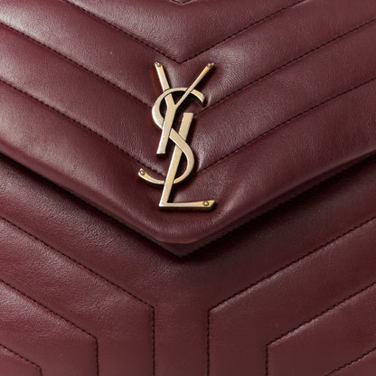 Saint Laurent Calfskin Y Quilted Monogram Medium Loulou Chain Satchel Rouge Legion 9 of 13