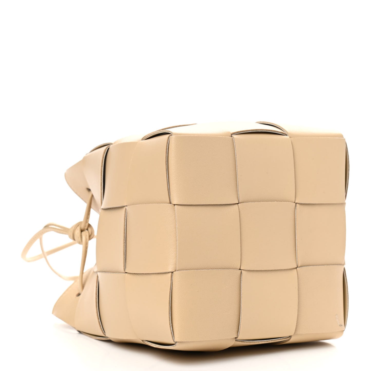 Lambskin Intreccio Small Crossbody Bucket Bag Porridge