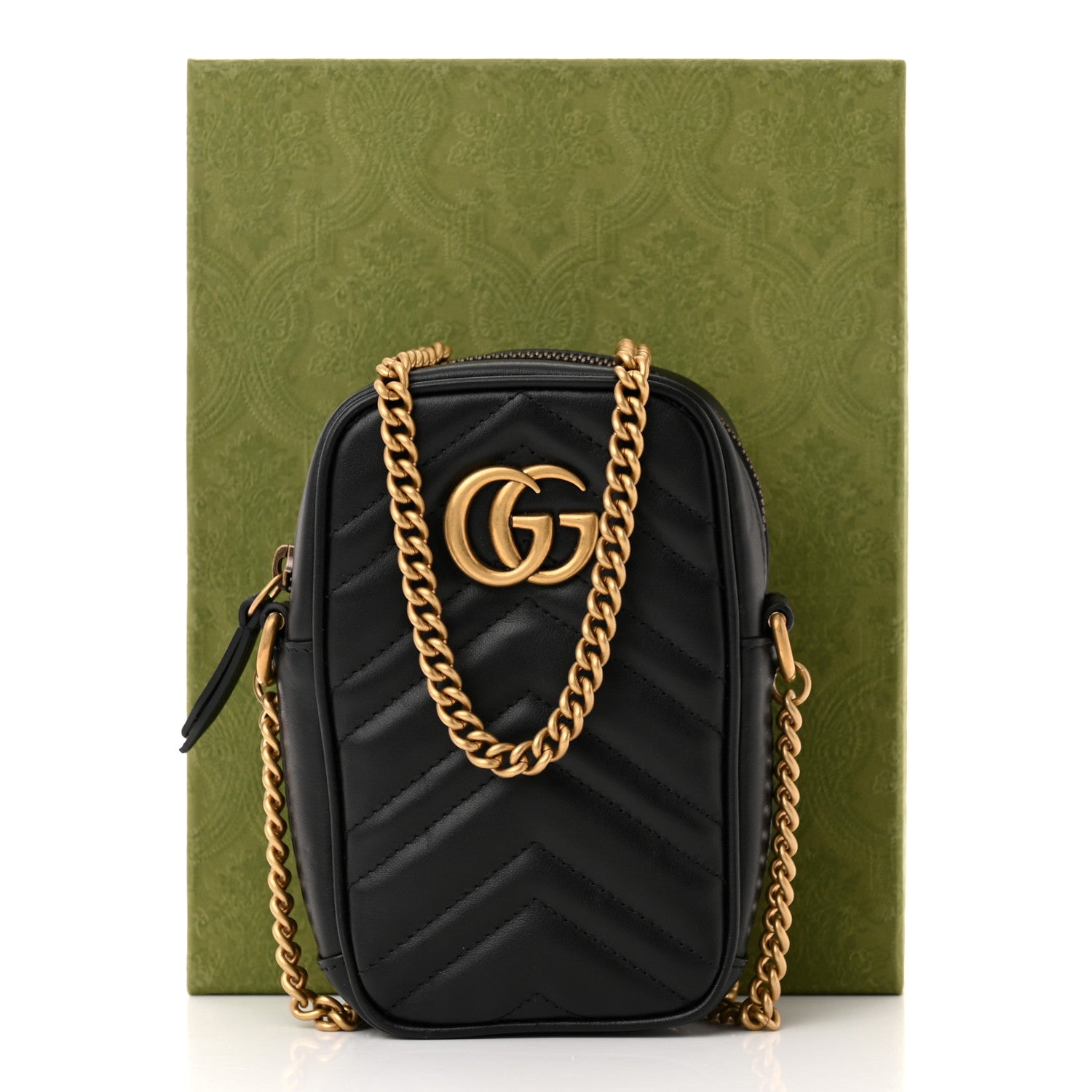 Gucci Calfskin Matelasse Mini GG Marmont Crossbody Bag Black 11 of 11