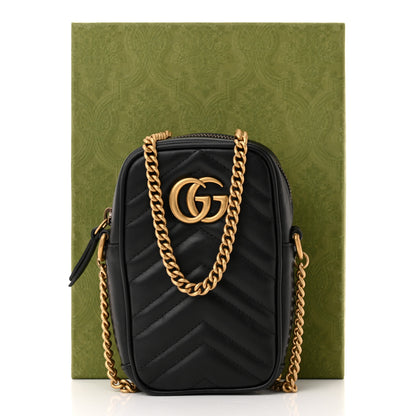 Gucci Calfskin Matelasse Mini GG Marmont Crossbody Bag Black 11 of 11
