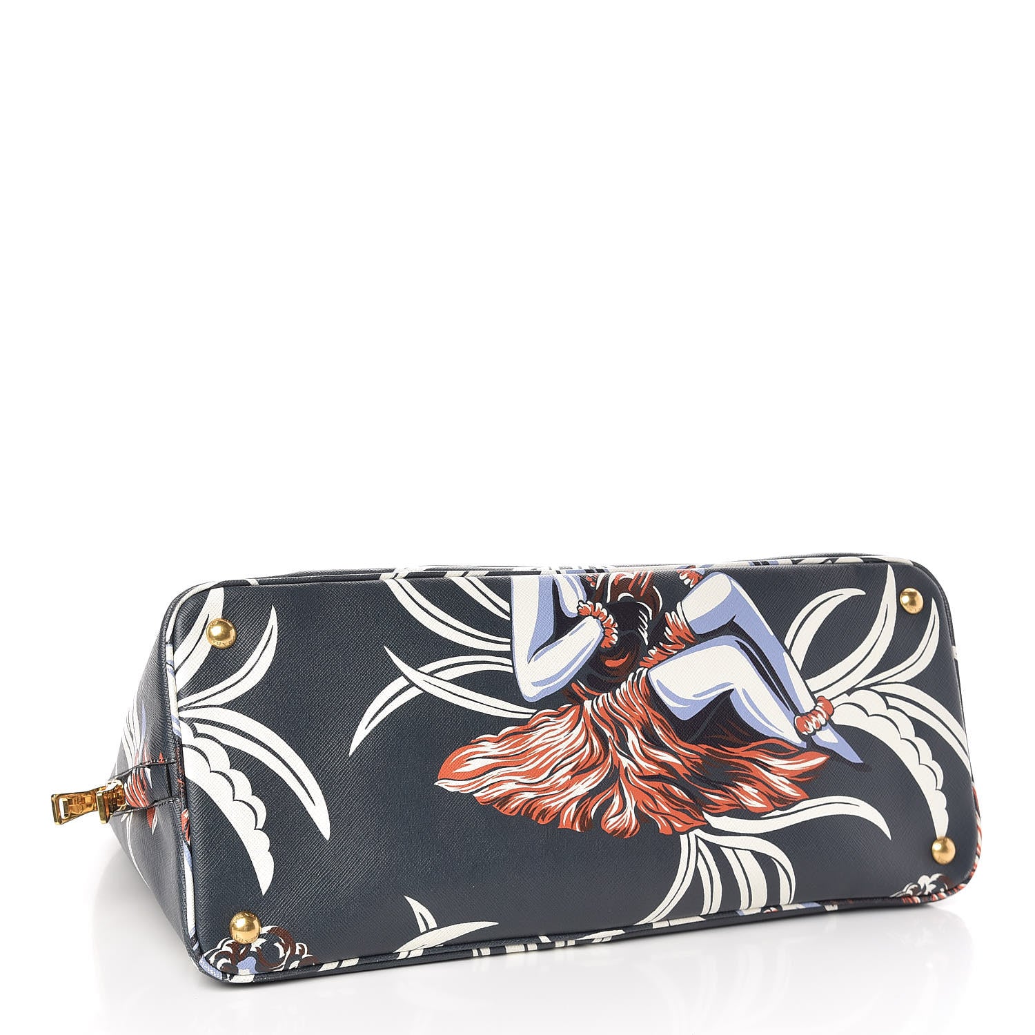 Prada Saffiano Print Hawaiian Girl Front Pocket Tote Smeraldo 4 of 10