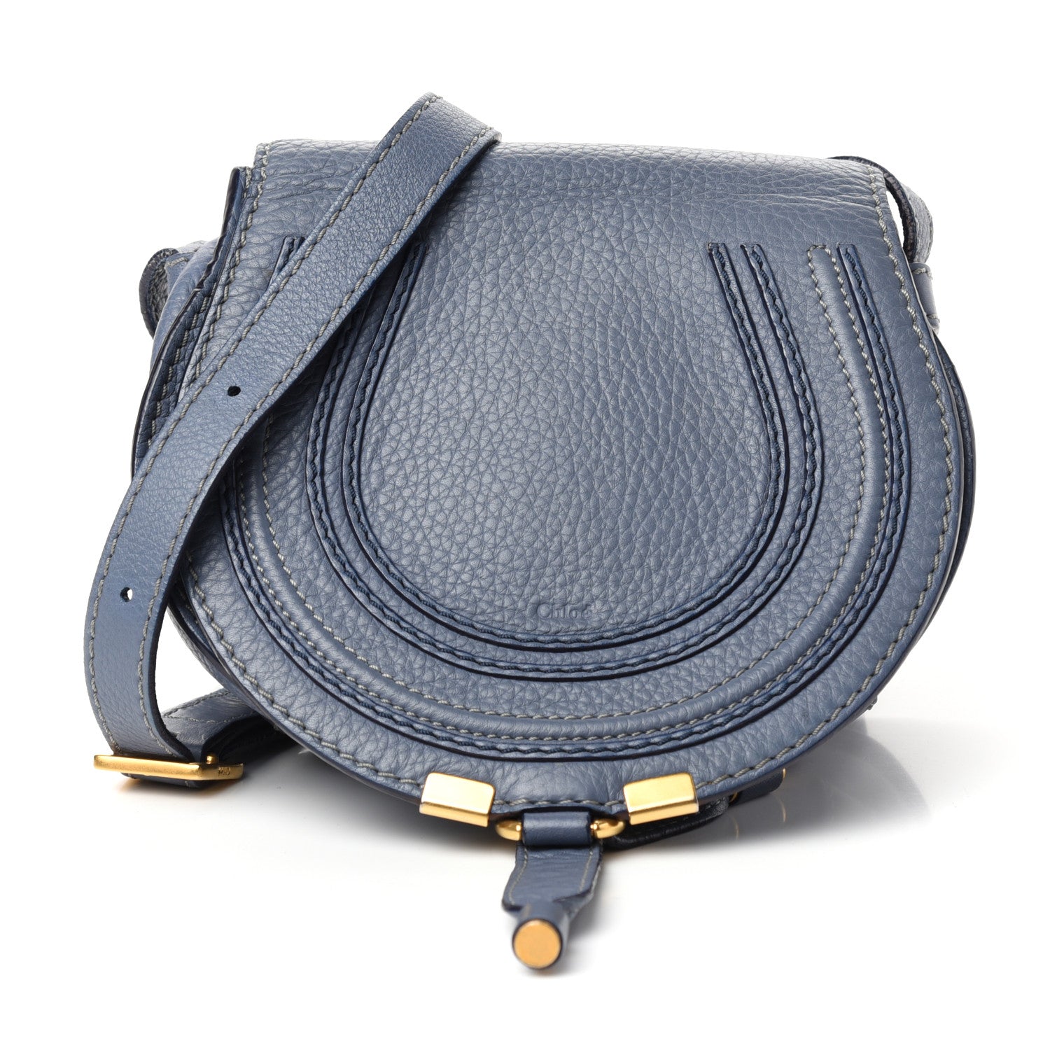 Chloe Calfskin Mini Marcie Round Crossbody Bag Street Blue 1 of 9
