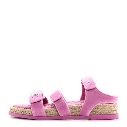 Chanel Velvet CC Flat Sandals 41 Pink 1 of 10