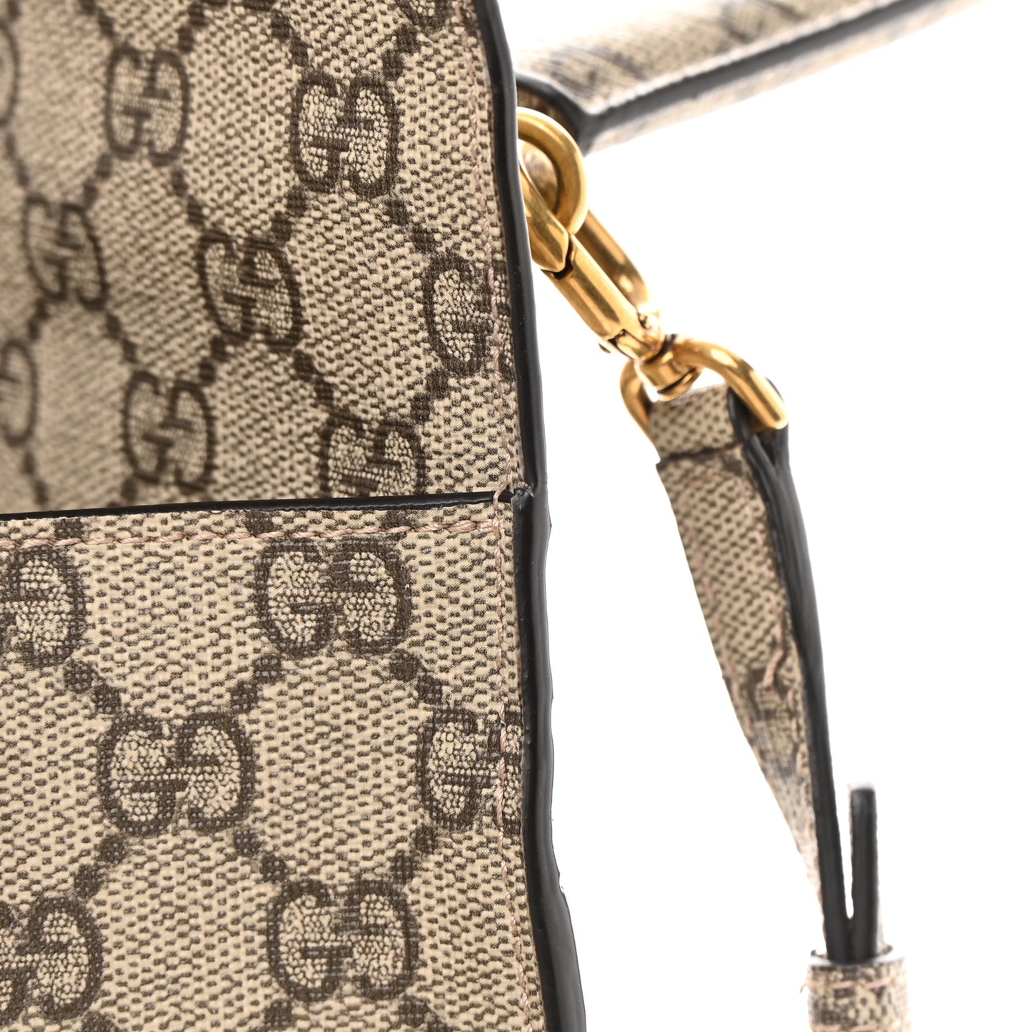X GUCCI GG Supreme Monogram Medium Hourglass Top Handle Bag Beige Ebony