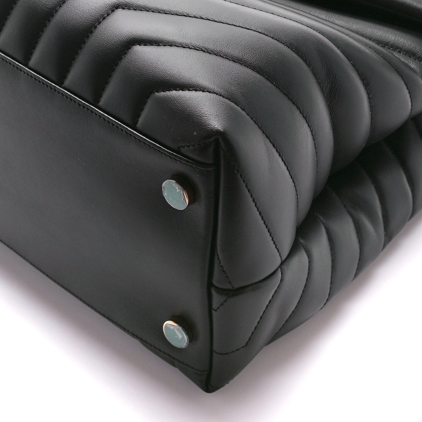 Calfskin Y Quilted Monogram Large Loulou Chain Satchel Black