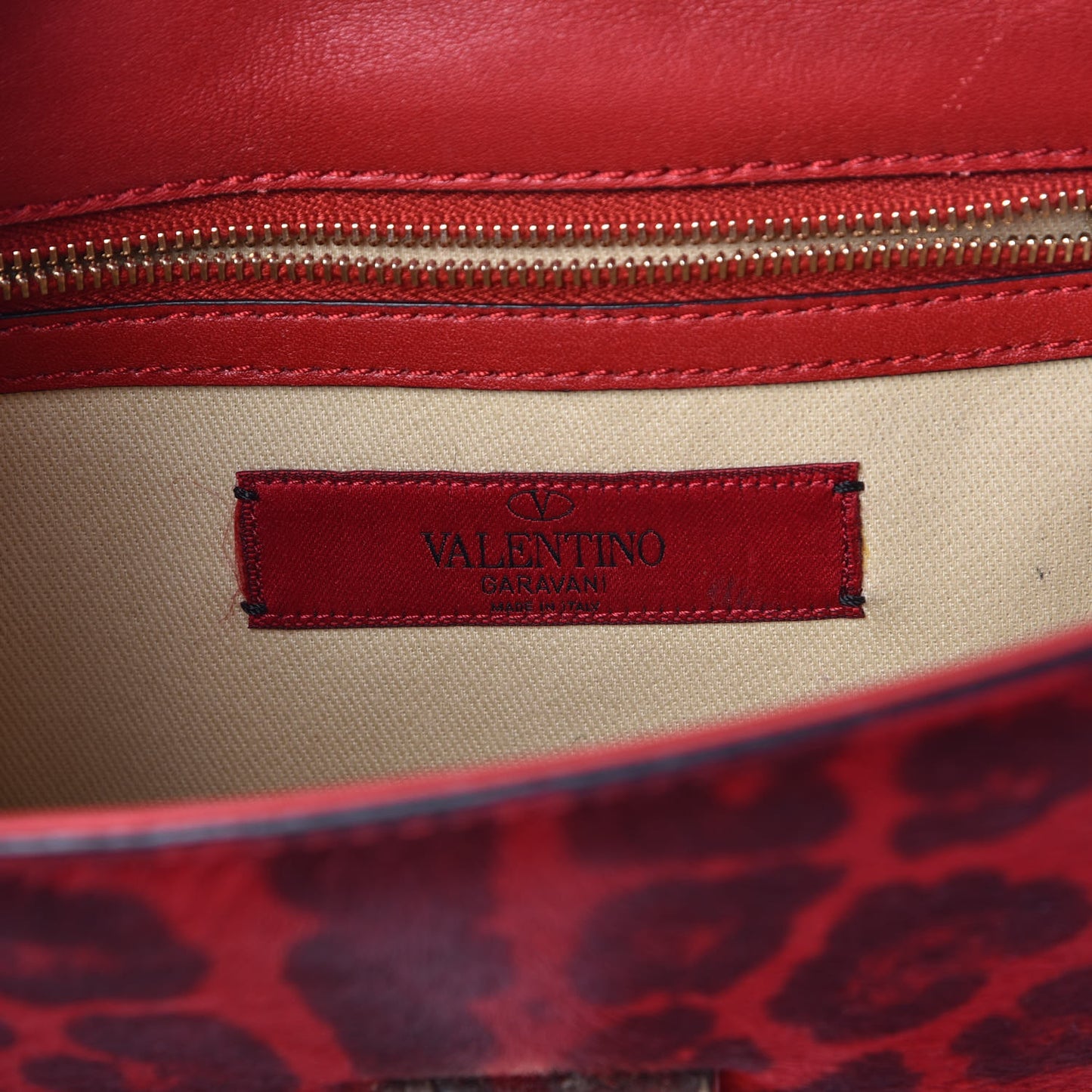 Calf Hair Leopard Print Small Glam Lock Rockstud Flap Red