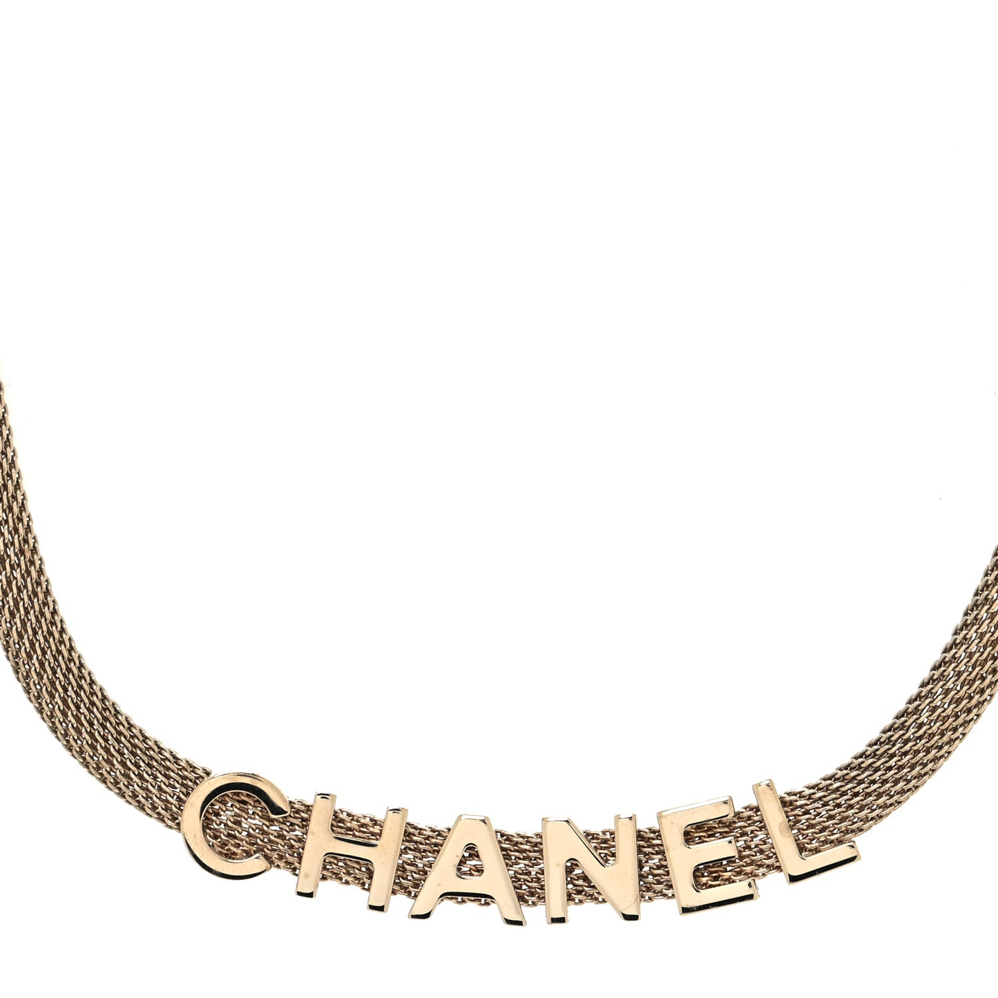 Mesh Logo Choker Necklace Gold