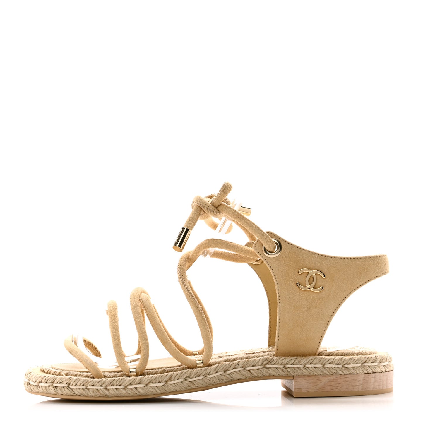 Suede Espadrille Sandals 36 Beige