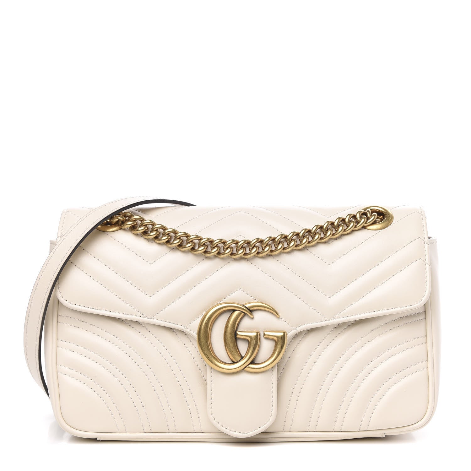 Gucci Calfskin Matelasse Small GG Marmont Shoulder Bag White 1 of 12