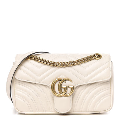 Gucci Calfskin Matelasse Small GG Marmont Shoulder Bag White 1 of 12
