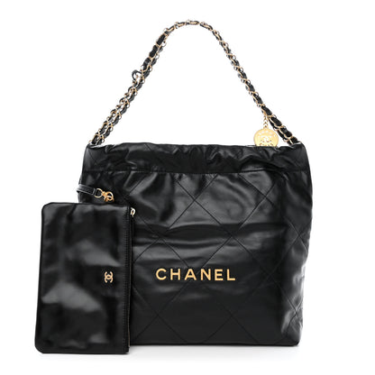 Chanel Shiny Calfskin Quilted Small Chanel 22 Black 1 of 12