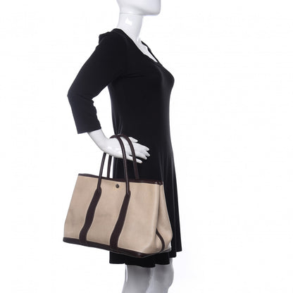 Hermes Toile Buffle Gala Garden Party Tote 36 MM Marron Fonce 2 of 10
