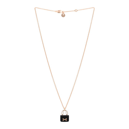 Hermes 18K Rose Gold Black Jade Constance Amulettes Pendant Necklace 3 of 4