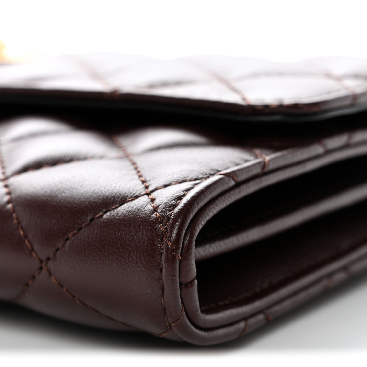 Versace Lambskin Quilted Medusa Wallet On Chain Crossbody Chocolate 9 of 10