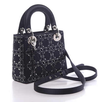 Christian Dior Satin Crystal Cannage Mini Lady Dior Navy 3 of 10