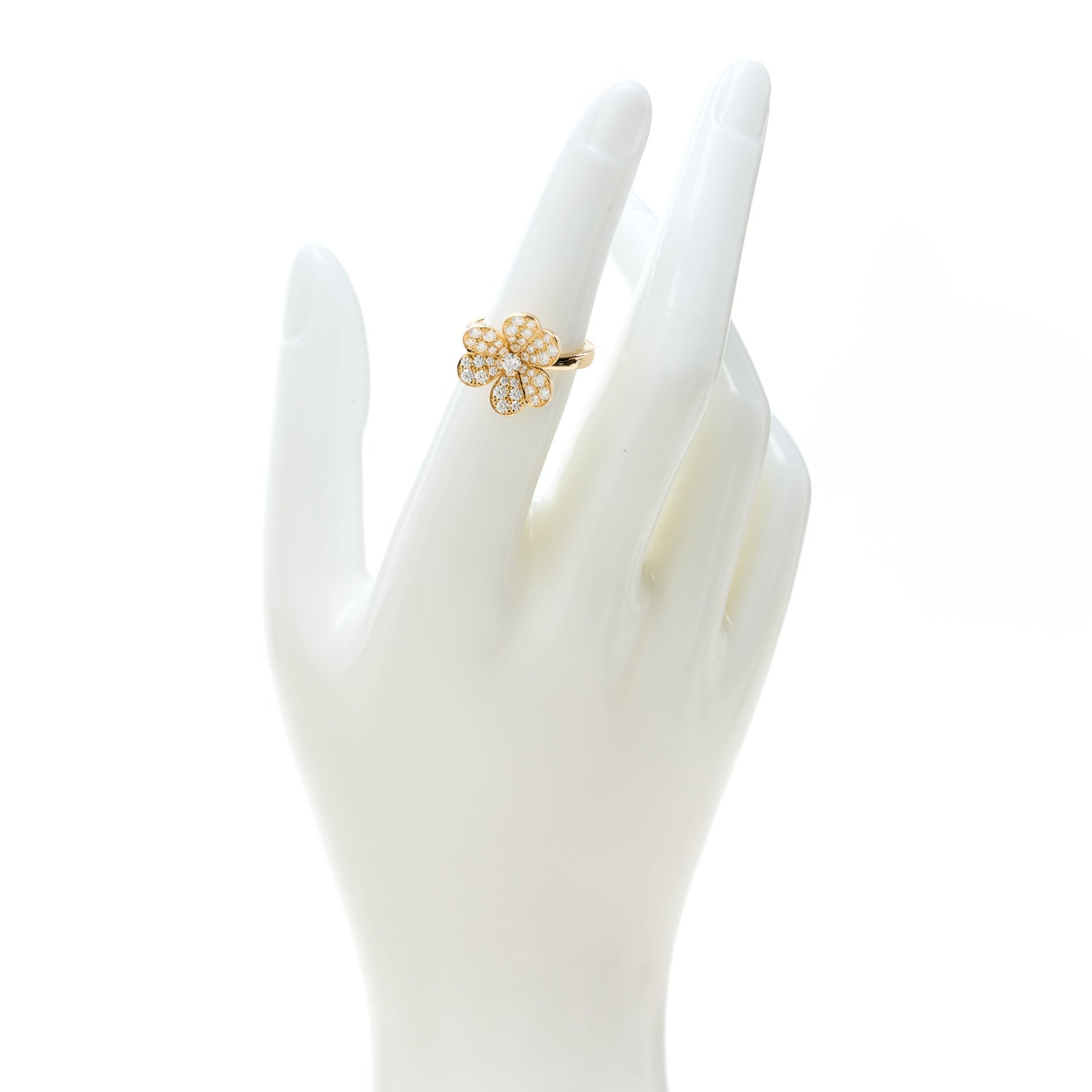 Van Cleef & Arpels 18K Yellow Gold Diamond Small Frivole Pave Ring 50 5.25 2 of 7