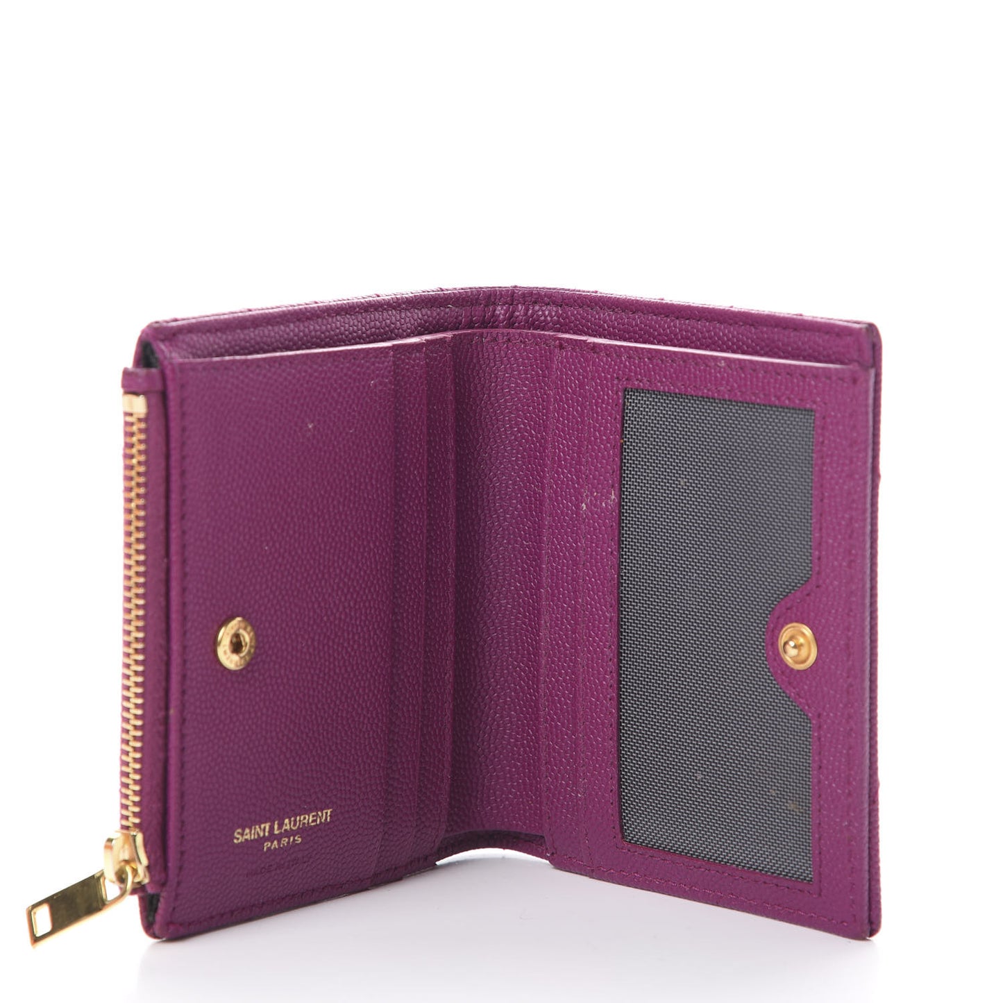 Grain De Poudre Matelasse Chevron Monogram Zipped Card Case Dark Grape