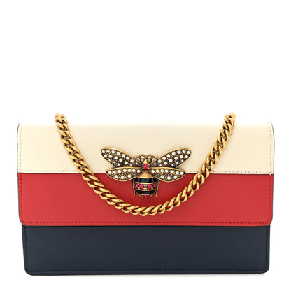 Gucci Calfskin Queen Margaret Chain Wallet Blue Agata Hibiscus Red Mystic White 1 of 11