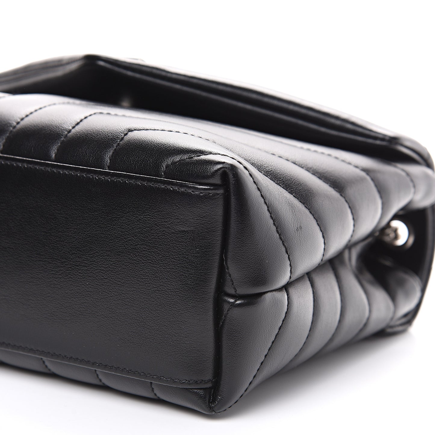 Calfskin Y Quilted Monogram Small Loulou Chain Satchel Black