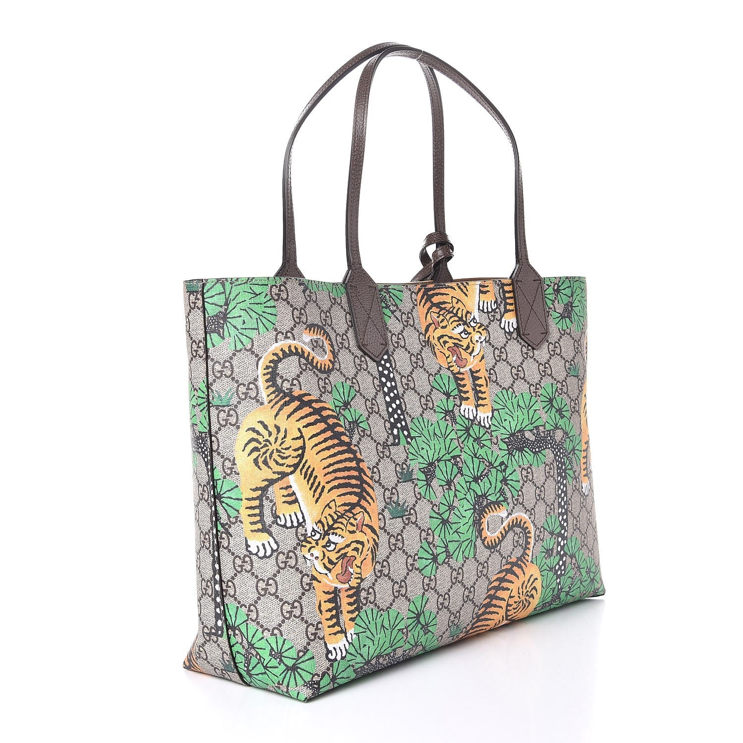Gucci GG Supreme Monogram Bengal Medium Shopping Tote Beige Yard 3 of 6