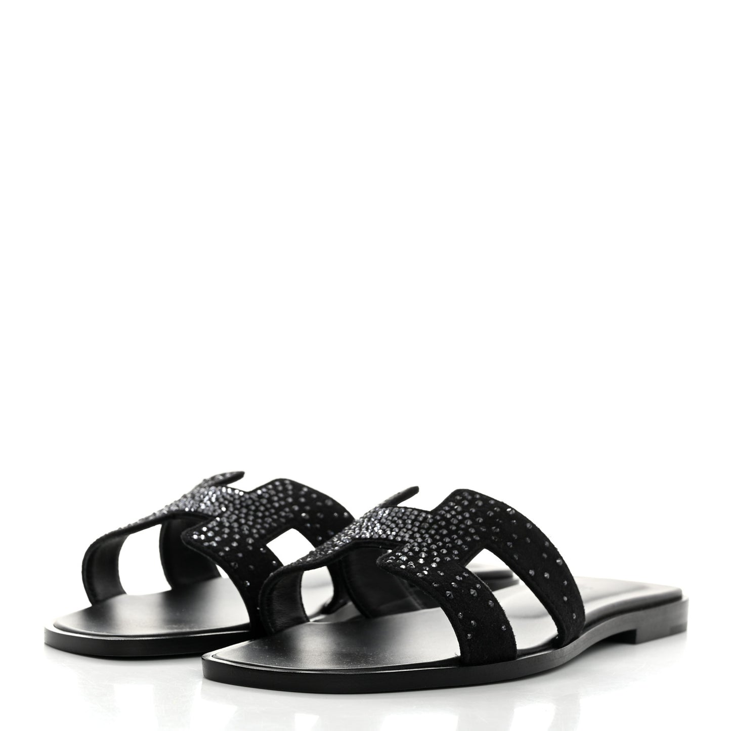 Suede Crystal Embellished Oran Sandals 38 Black