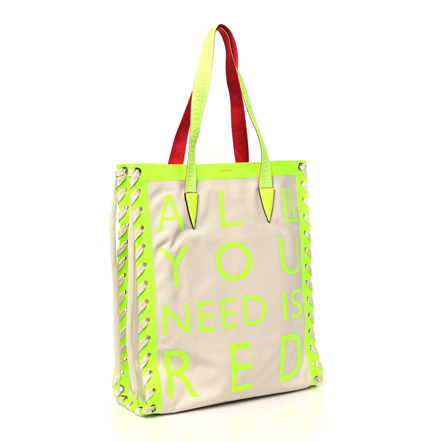 Christian Louboutin Braided Canvas Small Cabalace Shopper Tote Beige Yellow 3 of 10