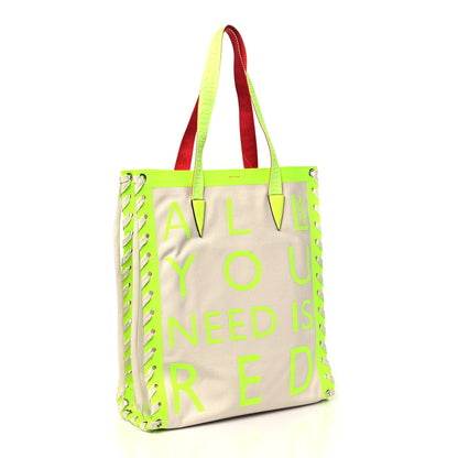 Christian Louboutin Braided Canvas Small Cabalace Shopper Tote Beige Yellow 3 of 10