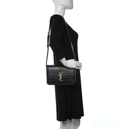 Saint Laurent Box Calfskin Monogram Medium Solferino Satchel Black 2 of 12