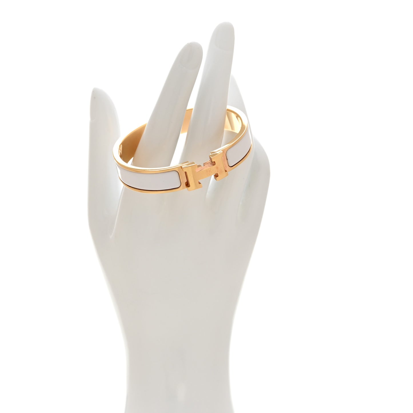 Enamel Narrow Clic Clac H Bracelet PM White