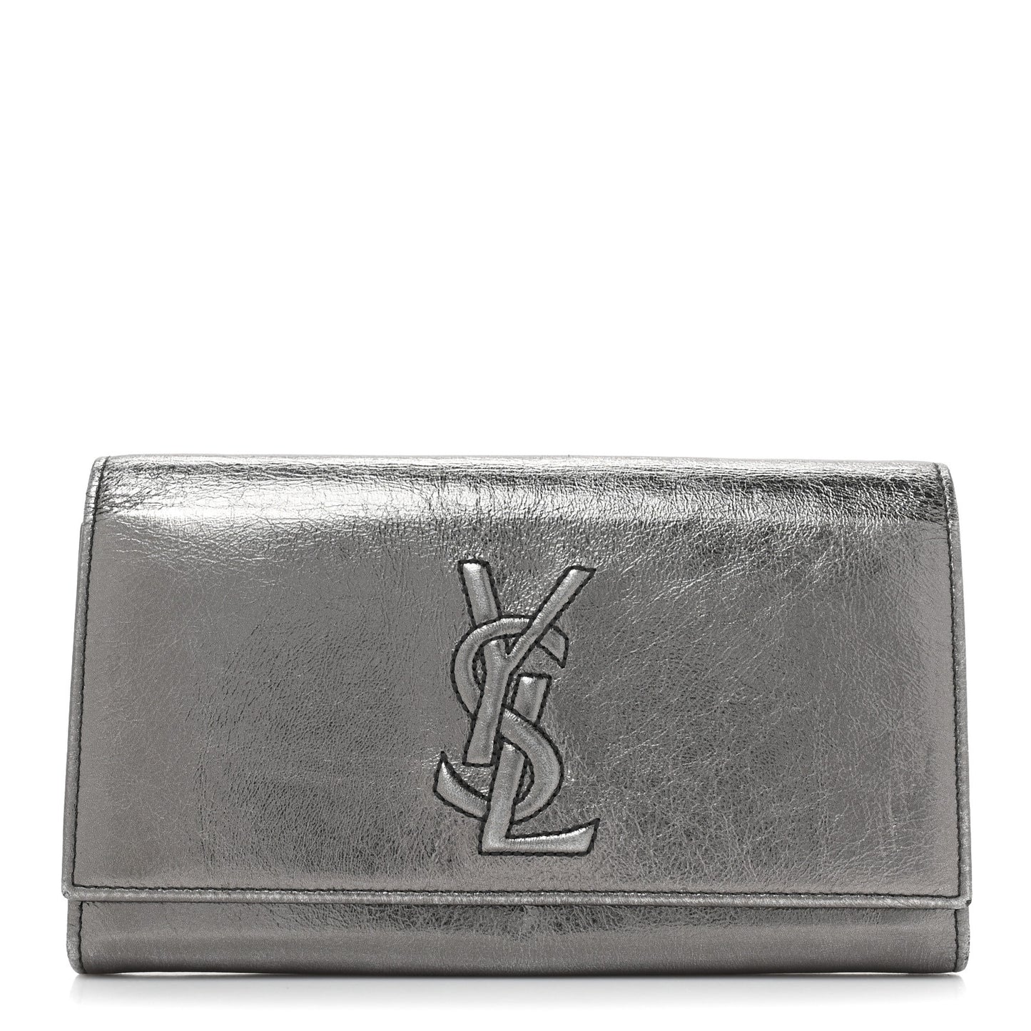 Metallic Calfskin Monogram Belle De Jour Clutch Silver