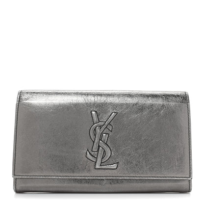 Saint Laurent Metallic Calfskin Monogram Belle De Jour Clutch Silver 1 of 16