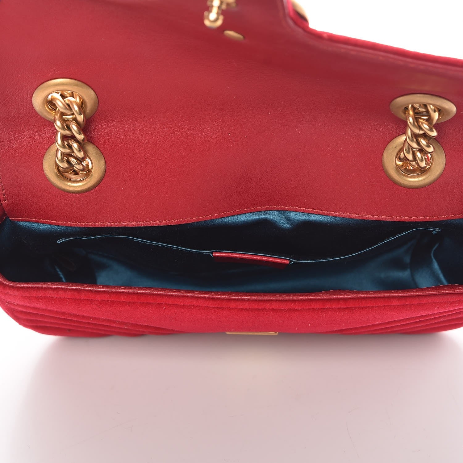 Gucci Velvet Matelasse Mini GG Marmont Shoulder Bag Hibiscus Red 17 of 22
