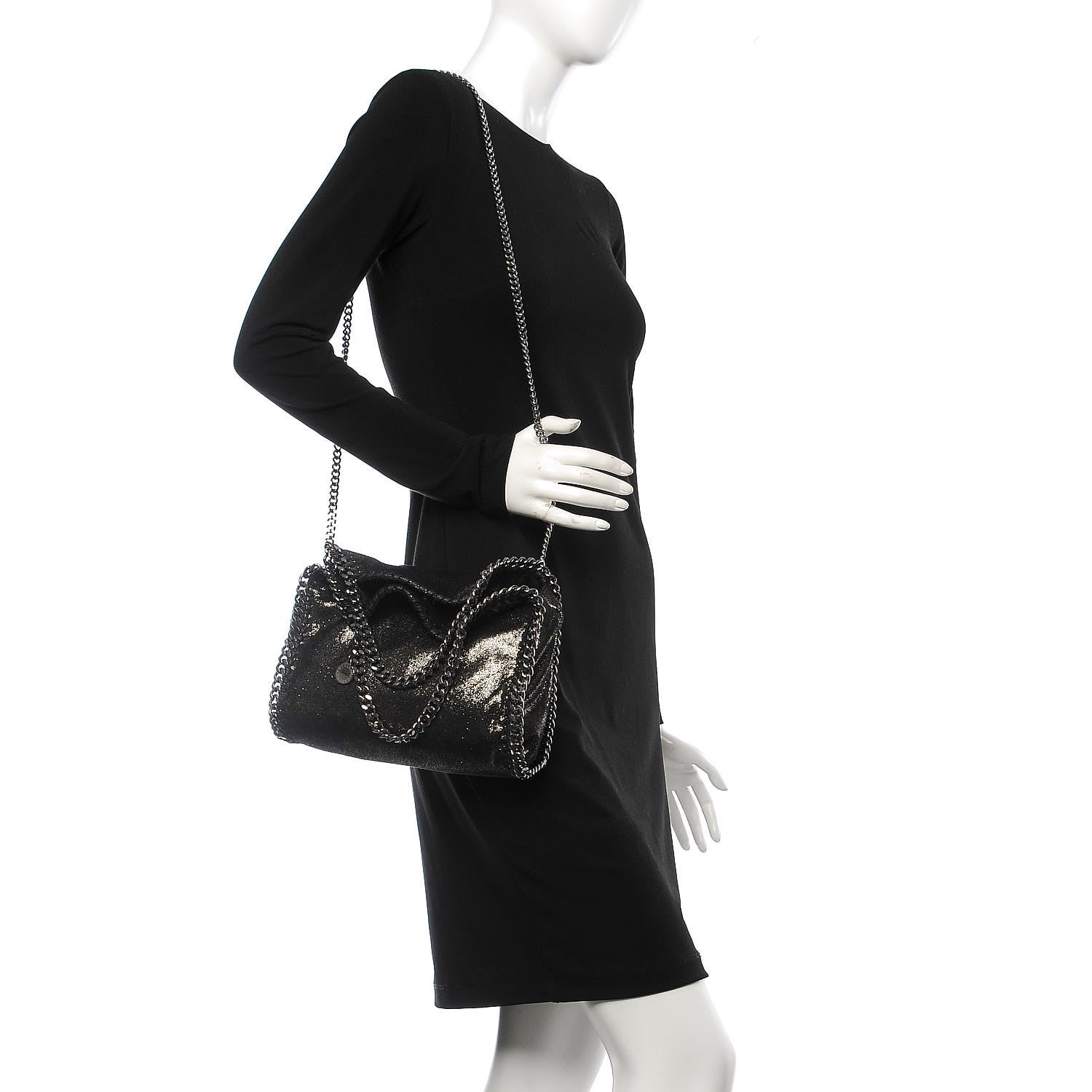 Stella McCartney Chamois Shiny Dotted Mini Falabella Fold Over Tote Ruthenium 2 of 7