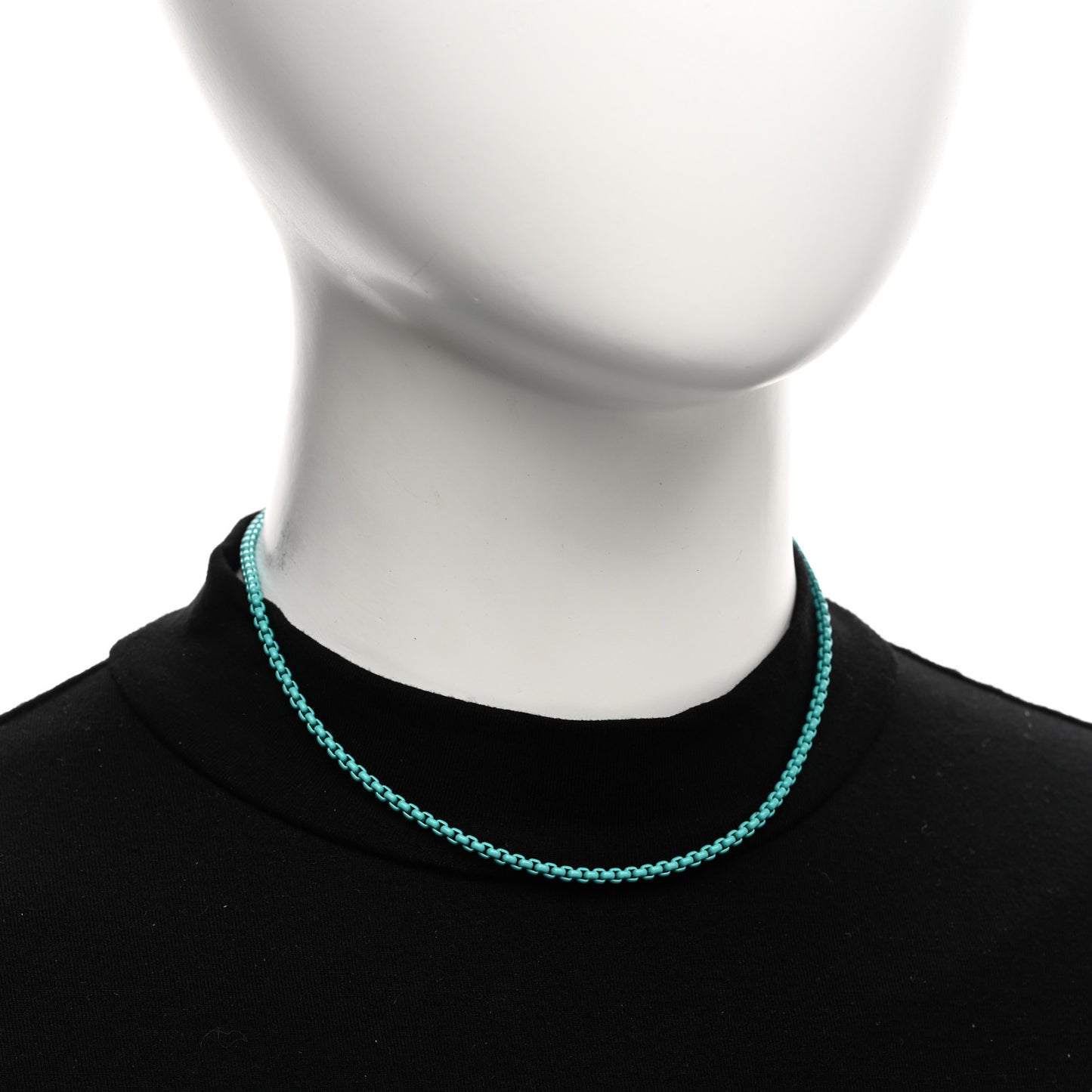 Stainless Steel 14K Yellow Gold Acrylic Bel Aire Chain Necklace Turquoise