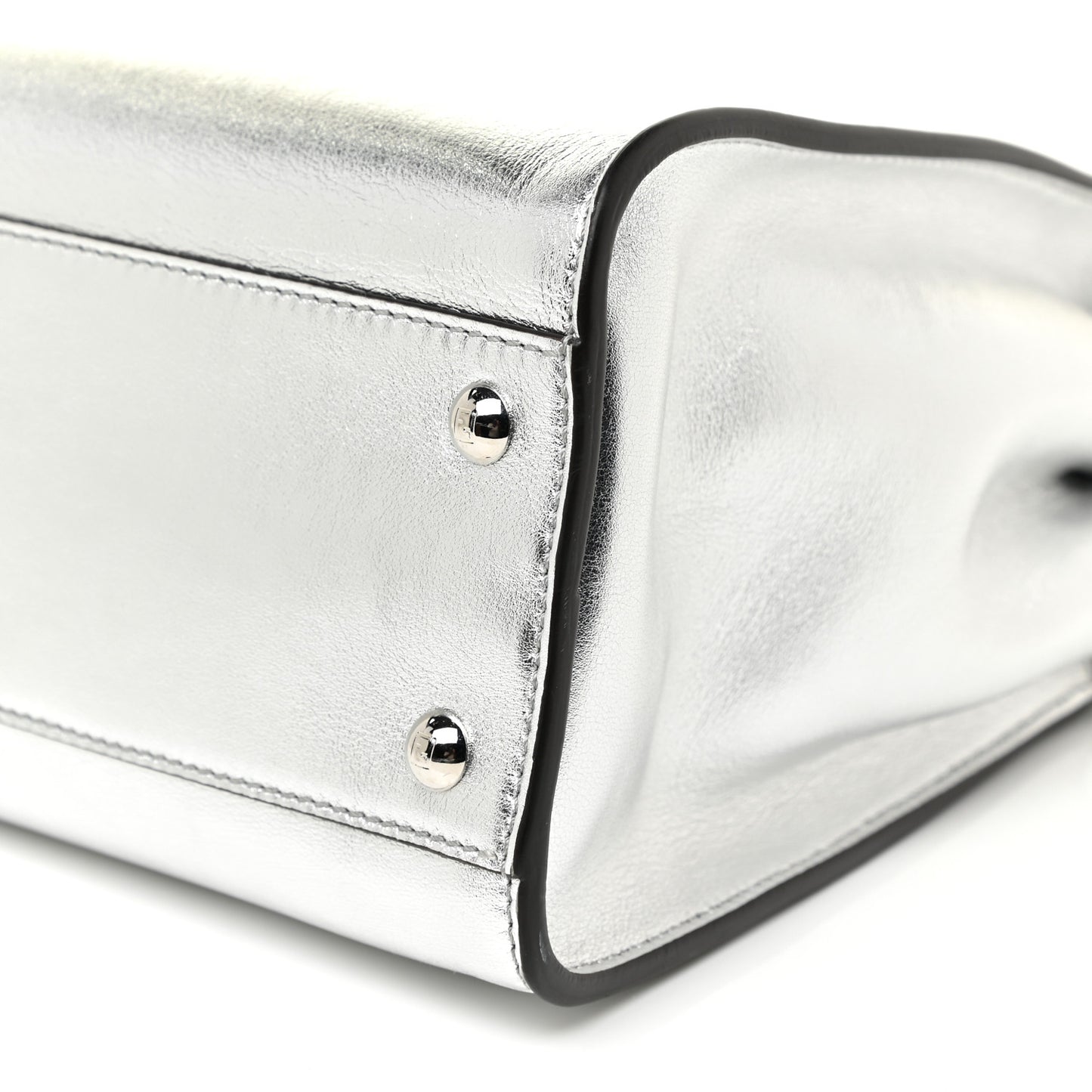 Vitello Catalan Mirror Medium Peekaboo Iconic Satchel Argento