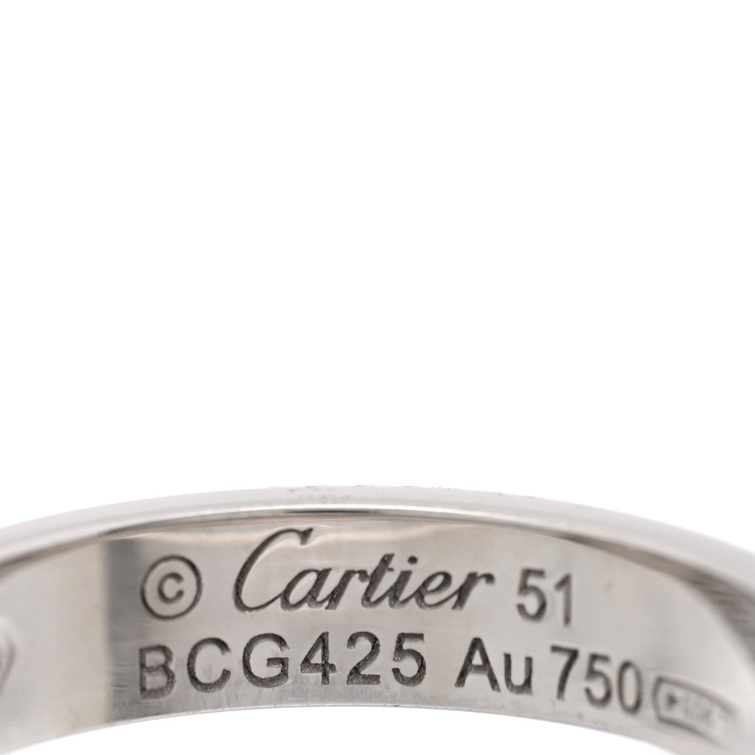 Cartier 18K White Gold Diamond 4mm LOVE Wedding Band Ring 51 5.75 4 of 4