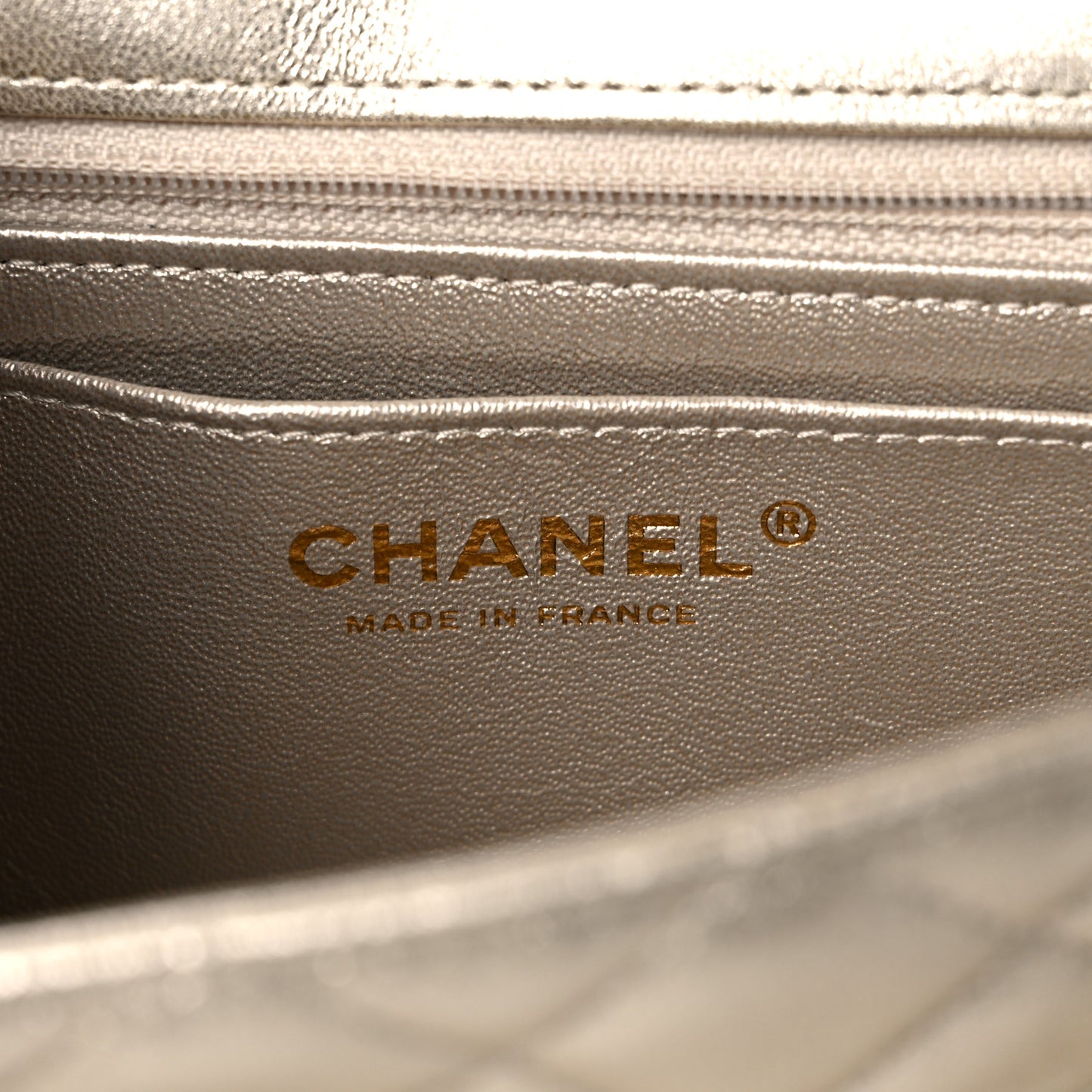 Metallic Lambskin Quilted Mini Rectangular Flap Gold