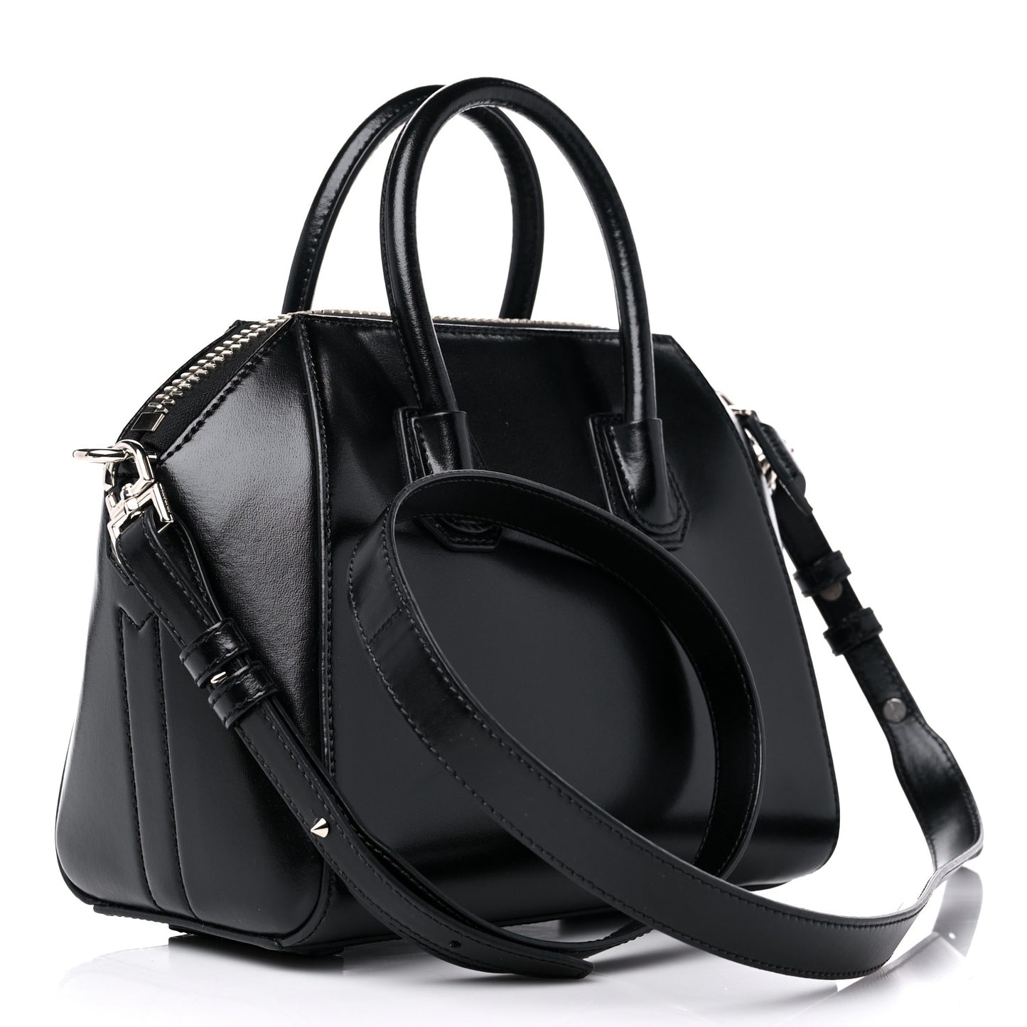 Shiny Lord Calfskin Mini Antigona Black