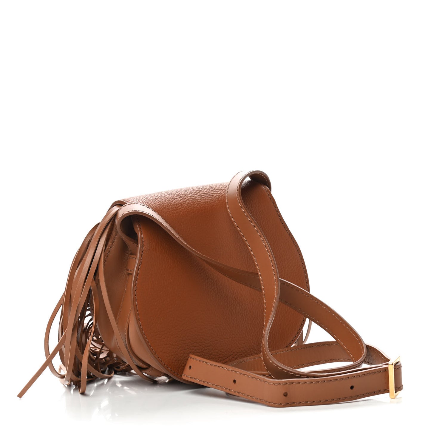 Calfskin Mini Marcie Round Fringe Crossbody Bag Tan