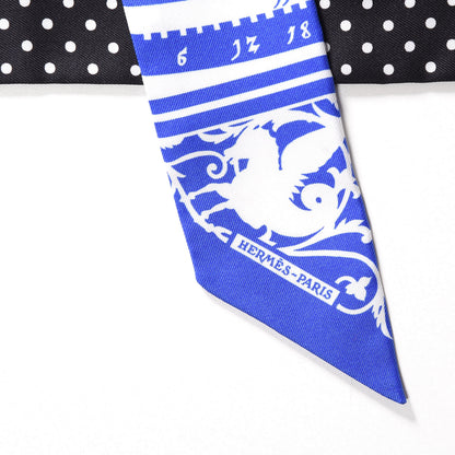 Hermes Silk Astrologie a Pois Twilly Bleu Royal Black White 4 of 5