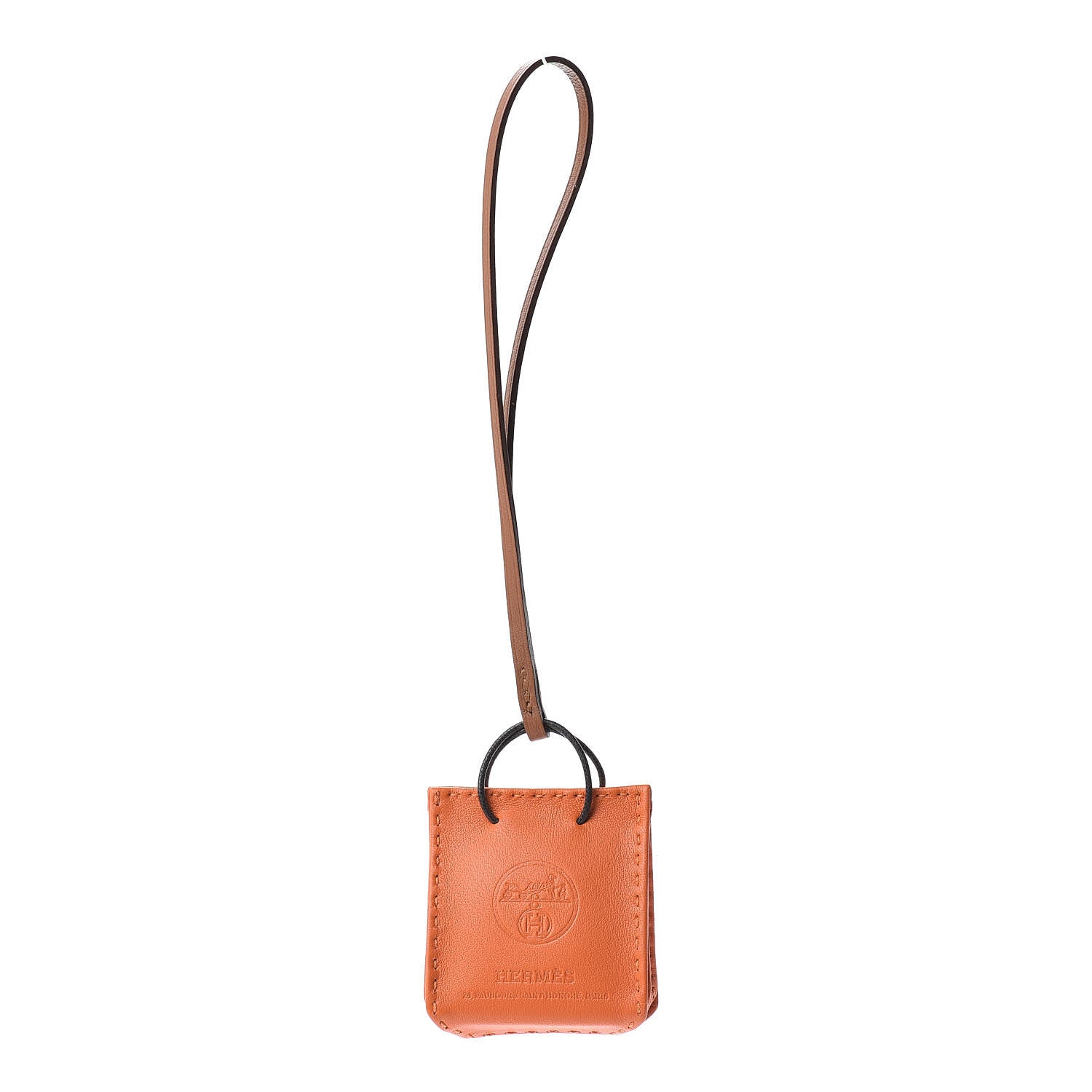 Hermes Milo Lambskin Swift Shopping Bag Charm Feu Gold 1 of 5