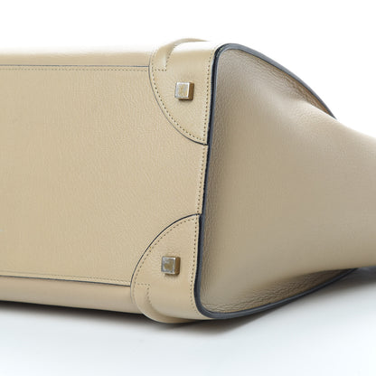 Celine Drummed Calfskin Mini Bi-Color Luggage Navy Dune 10 of 17