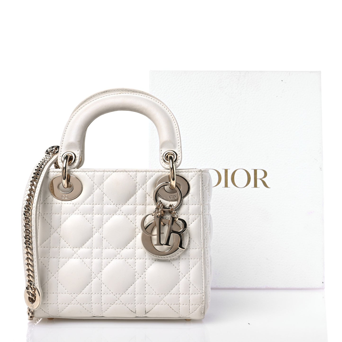Lambskin Cannage Mini Lady Dior White