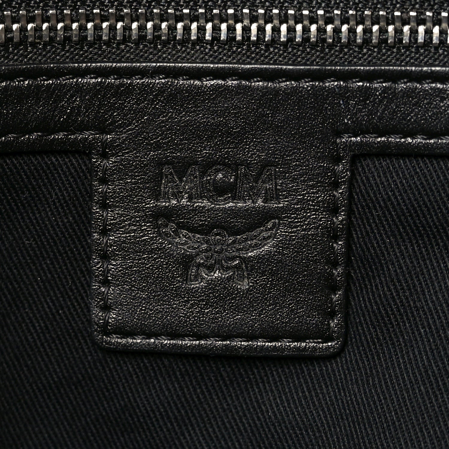 MCM Visetos Anya Zip Top Shopper Tote Black Silver 6 of 11