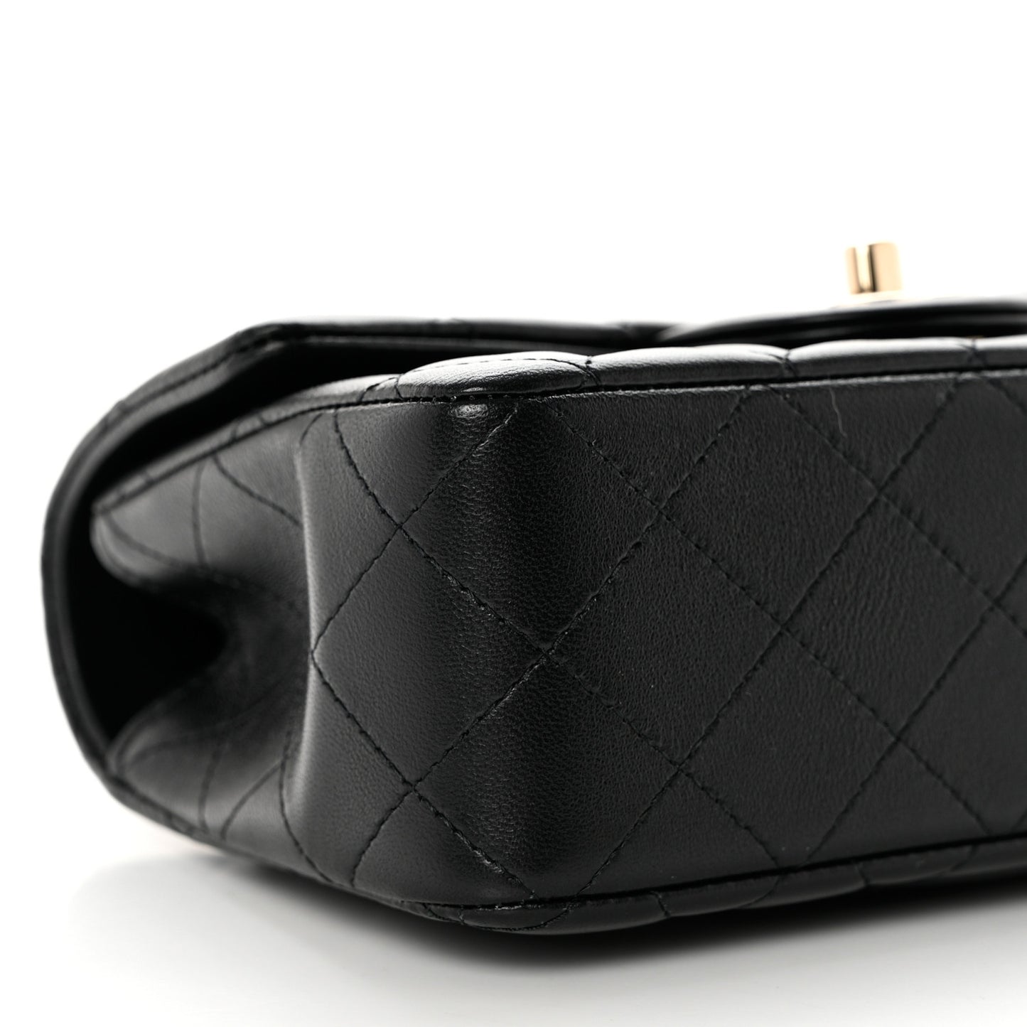 Lambskin Quilted Mini Top Handle Rectangular Flap Black