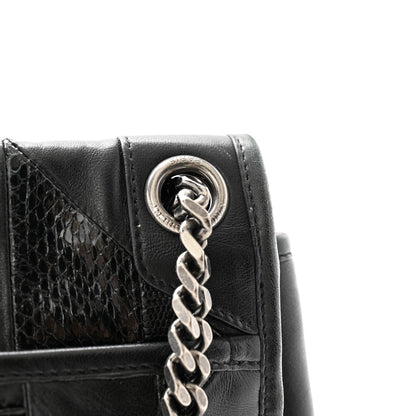 Saint Laurent Calfskin Ayers Patchwork Monogram Medium Niki Chain Satchel Black 11 of 11