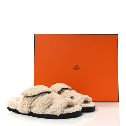 Hermes Woolskin Womens Chypre Sandals 35 Ecru 8 of 8
